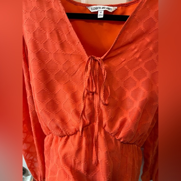 Elizabeth and James Orange Long Sleeve Blouse Size Medium - Picture 3 of 10